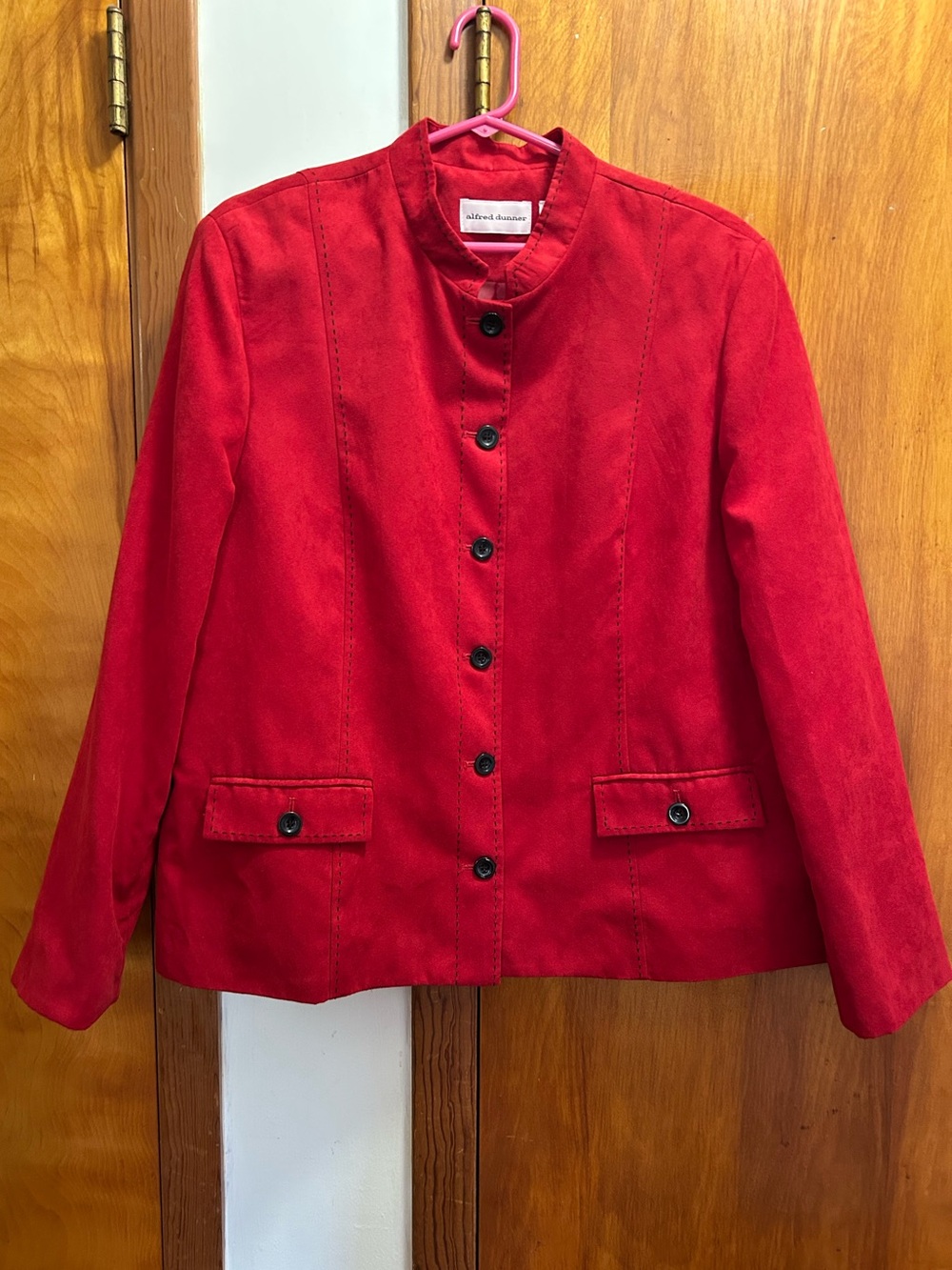 Alfred Dunner Red Stand-Collar Button Jacket